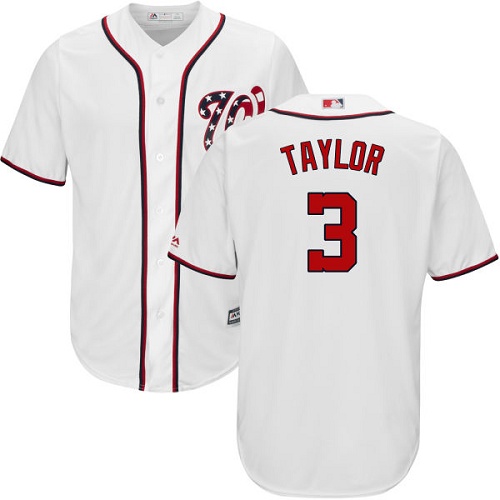 Nationals #3 Michael Taylor White New Cool Base Stitched MLB Jersey - Click Image to Close